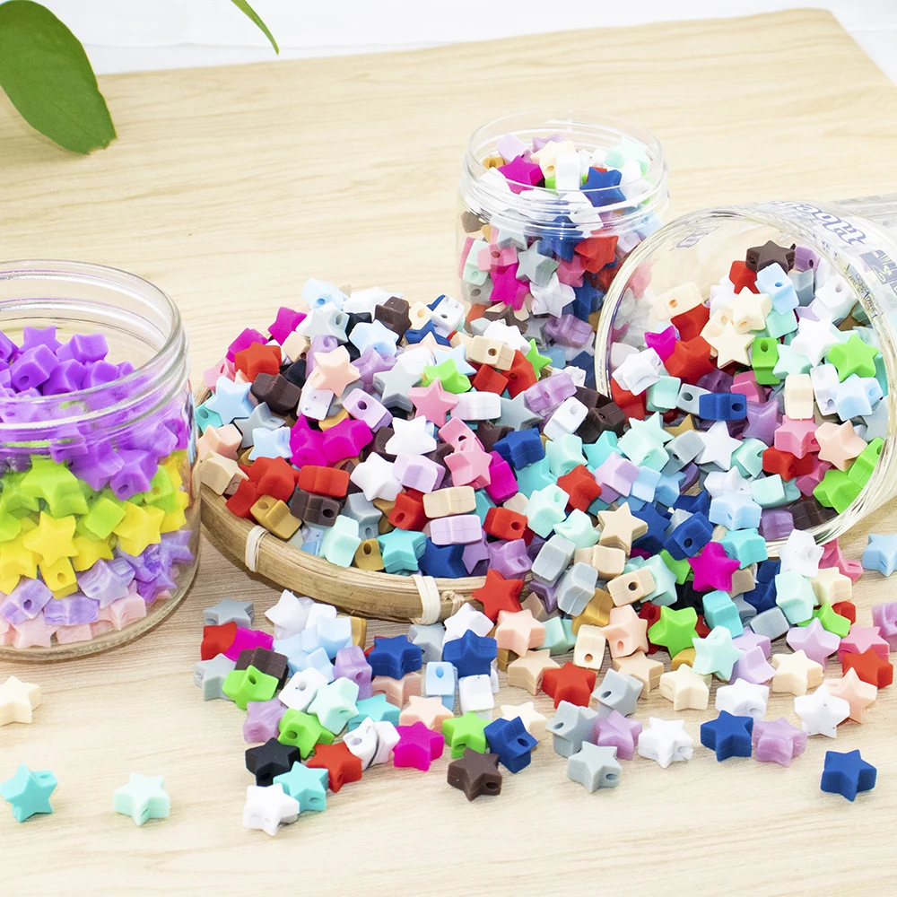 Красочные бусины в форме звезды для изготовления силиконовых бусин своими