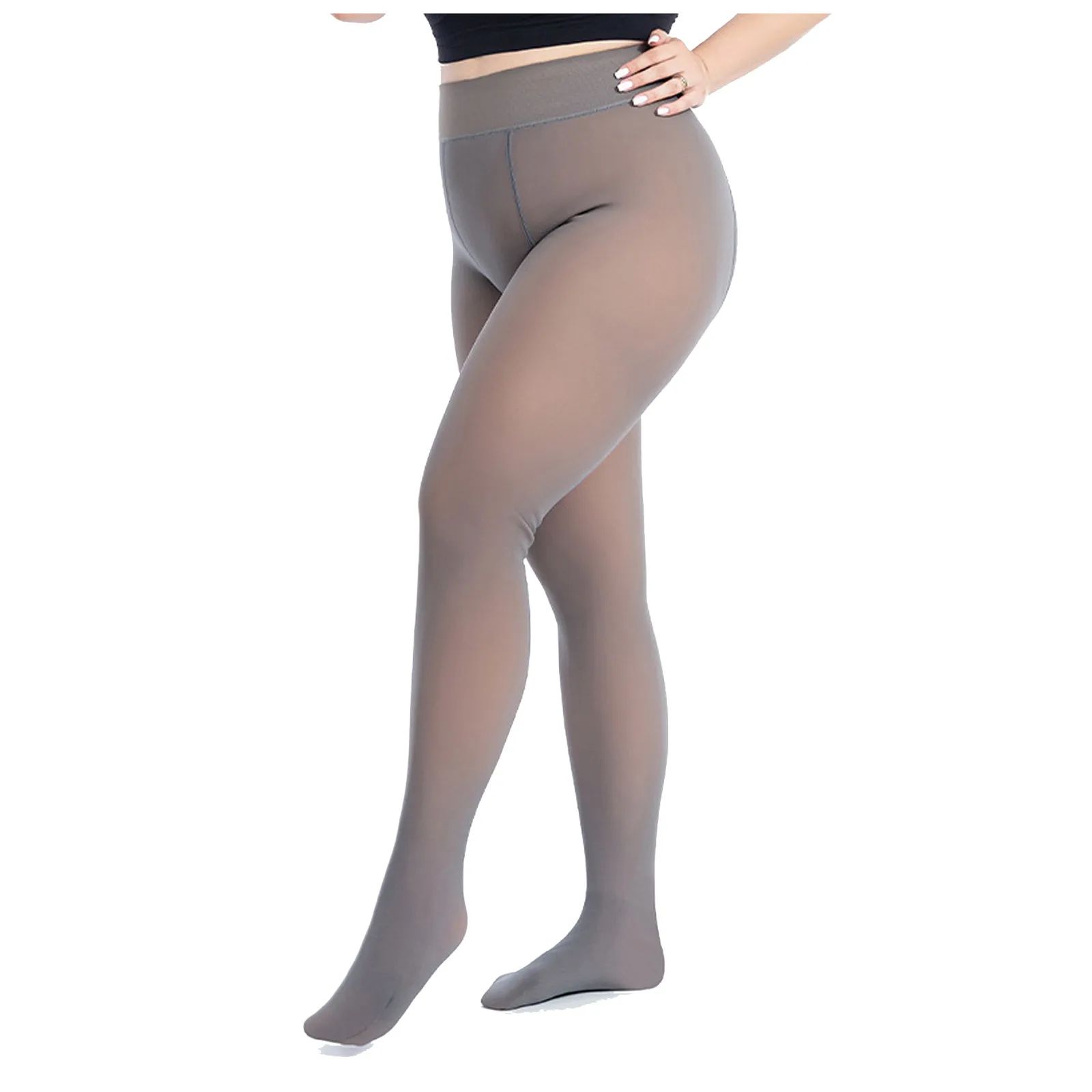 Модные полупрозрачные дамские флисовые Колготки-черные | Женская одежда