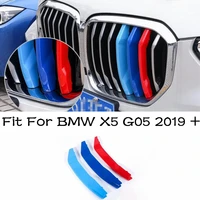 front head grille grill strip bumper stripes cover trim 3 pcs accessories exterior fit for bmw x5 g05 2019 2020 tricolor