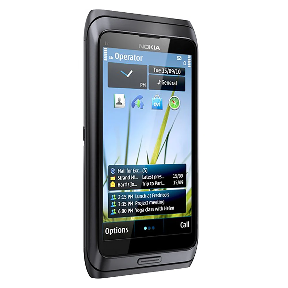 Мобильный телефон Nokia E7 3G мобильный Восстановленный Wi-Fi GPS 8 Мп QWERTY английская