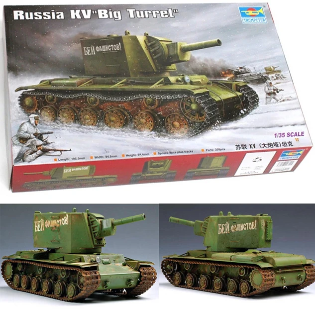 

1/ 35 World War II Soviet Kv Turret Tanks Military Assembly Model Armored Vehicles 00311