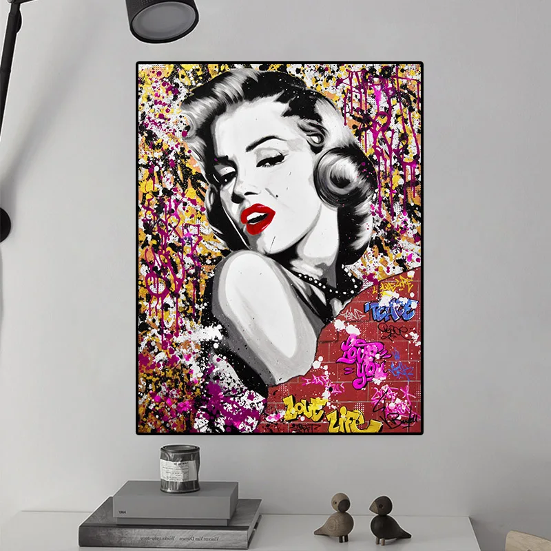 Граффити портрет на холсте Плакаты и печати абстрактный характер холст