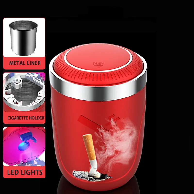 

Пепельница автомобильная портативная со светодиодсветильник кой, пепельница для сигарет, пепельница для автомобиля, огнестойкая Высокока...