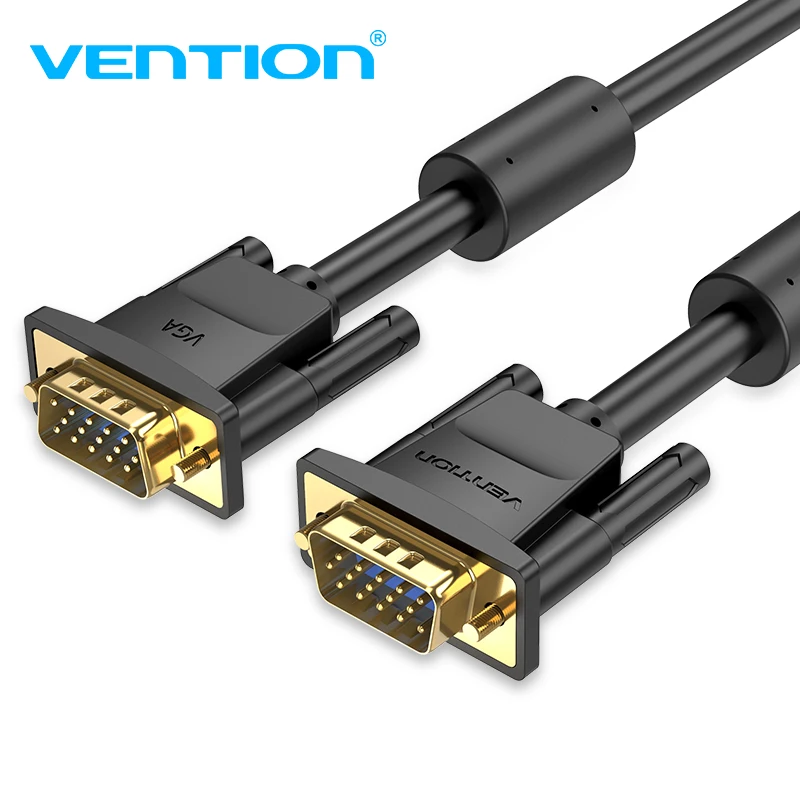 Кабель Vention VGA 3+ 6, 1,5 м, 2 м, 3 м, 5 м, 20 м, экранированный плетеный кабель VGA на VGA для HD телевизора, ПК, ноутбука, ТВ-бокса, проектора, монитора, кабель vga - Цвет: black Upgrade style