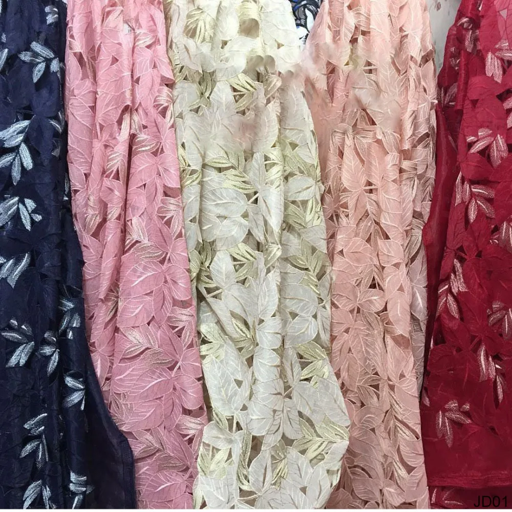 

2017 Высокое качество Африканский 100% хлопок Кружево листьев Кружево Renda французская мода Кружево Ткань для свадьбы Вышивка бежевый цвет ткань для штор репсовая лента платье