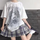 Женская футболка с принтом аниме, Повседневная футболка большого размера для девушек, футболка с готическим рисунком