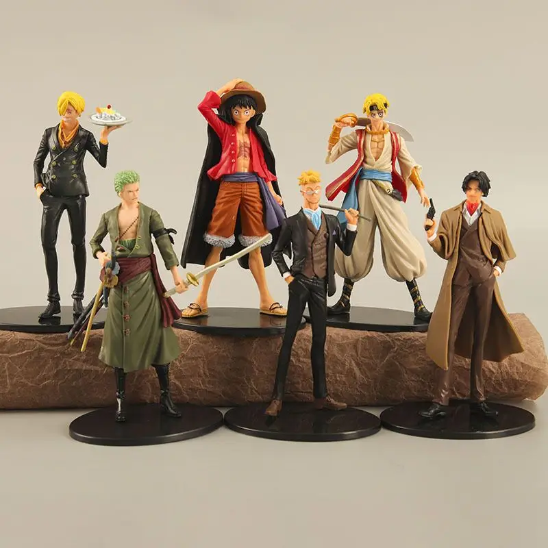 

Good 6pcs/lot New Monkey D Luffy Ace Sanji Roronoa Zoro Marco PVC Action Figure Anime Toys Doll