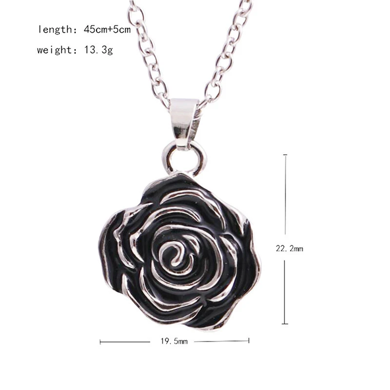 

Fashion Black Rose Flower Pendant Necklace Choker Charm For Ashes Urn Jewelry Memorial Pendant