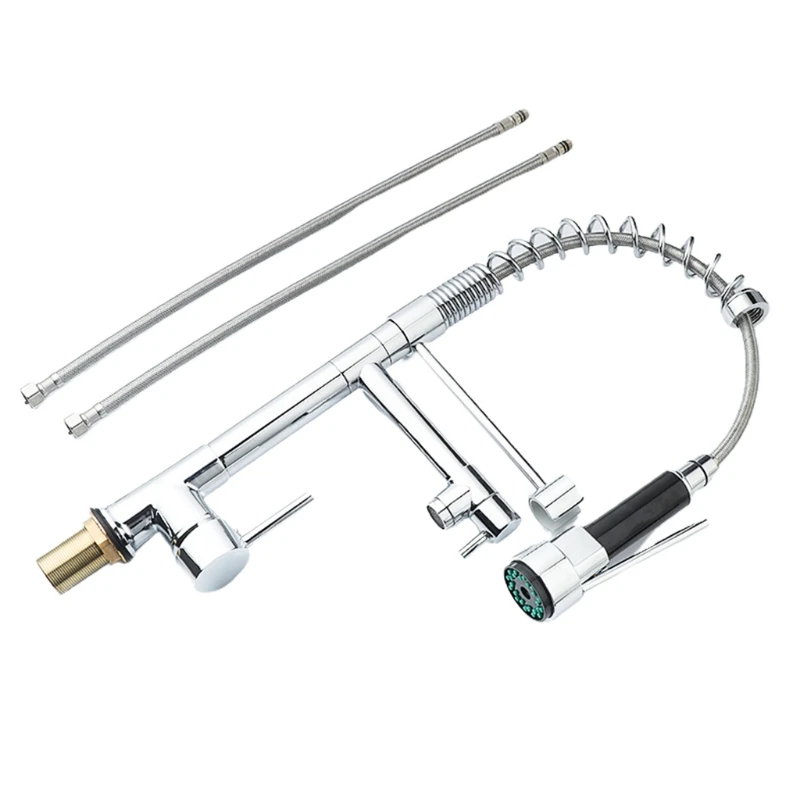 

Spring Pull Down Kitchen Sink Faucet Hot And Cold Water Mixer Crane Double Spout Deck Mounted