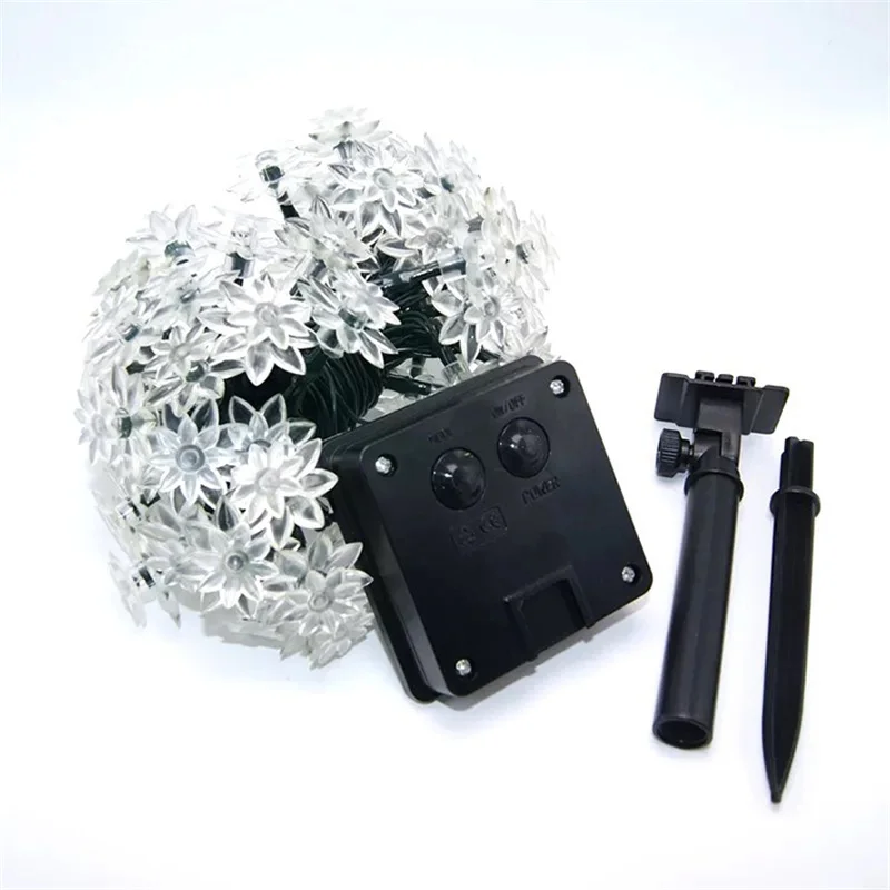

20/30/50 LED Solar Lotus String Lights Outdoor Christmas Fairy Lights Garland for Wedding Party Patio Garden Holiday Decoration