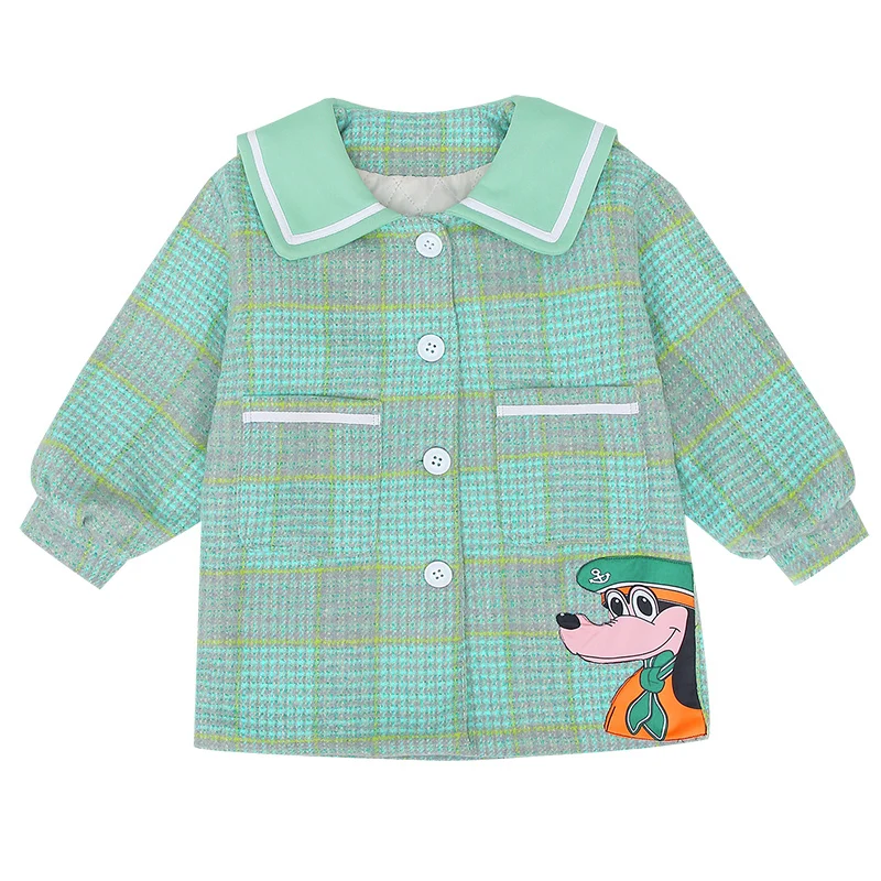 

Baby girl autumn winter thick woolen coat for kids casual lantern sleeve loose long overcoat