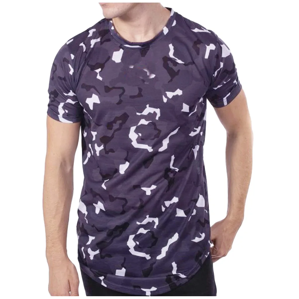

Men Summer Wear Polyester Short Sleeve Army Green T-shirt Male Camouflage Printed Casual Round Neck Slim Fashion Top Tees 10.7