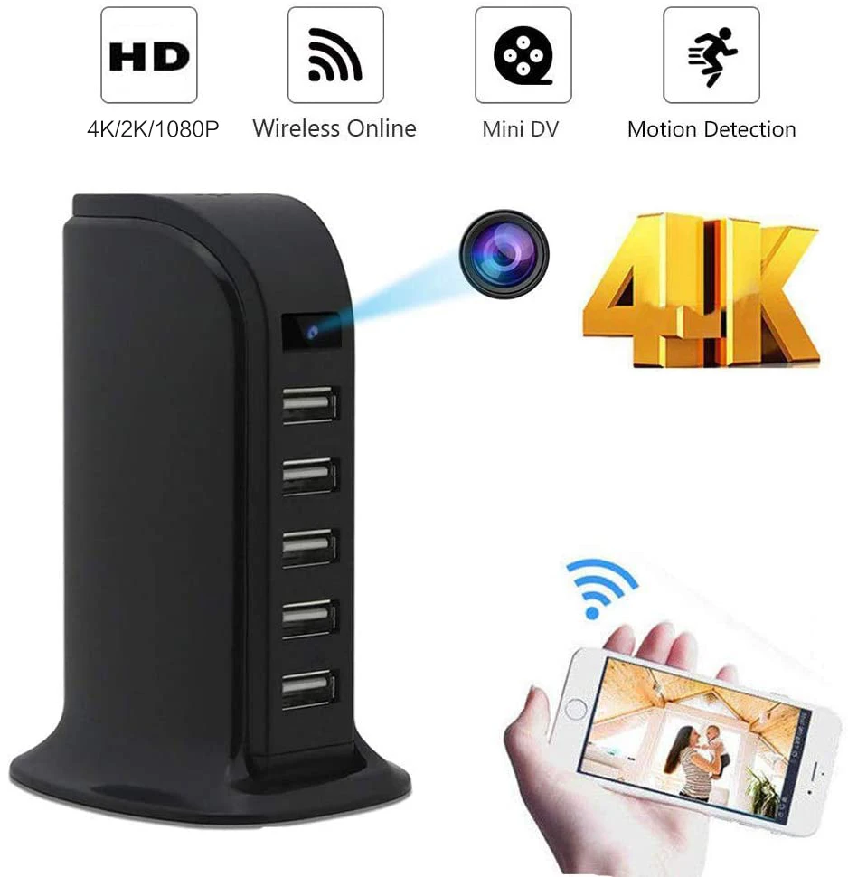 

New HD 4K Mini Wifi Charger Camera Real-time Surveillance Motion Detection Loop Recording Wireless Recorder support Hidden TF