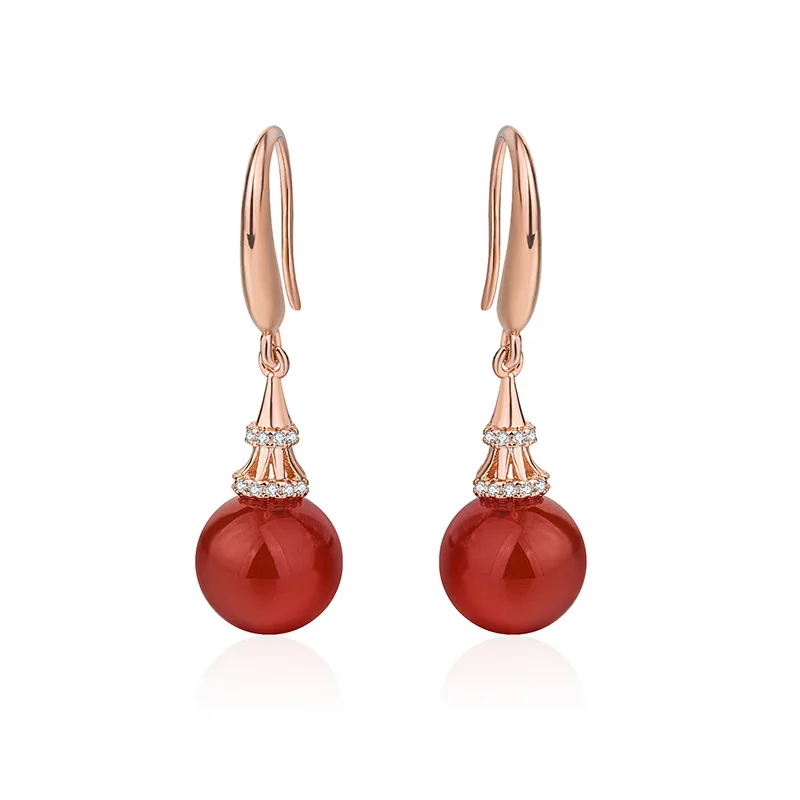 

HOYON 14K Rose Gold color Ruby Emerald Earrings for Women Natural Kolczyki Emerald Gemstone style Engagement Drop Earring