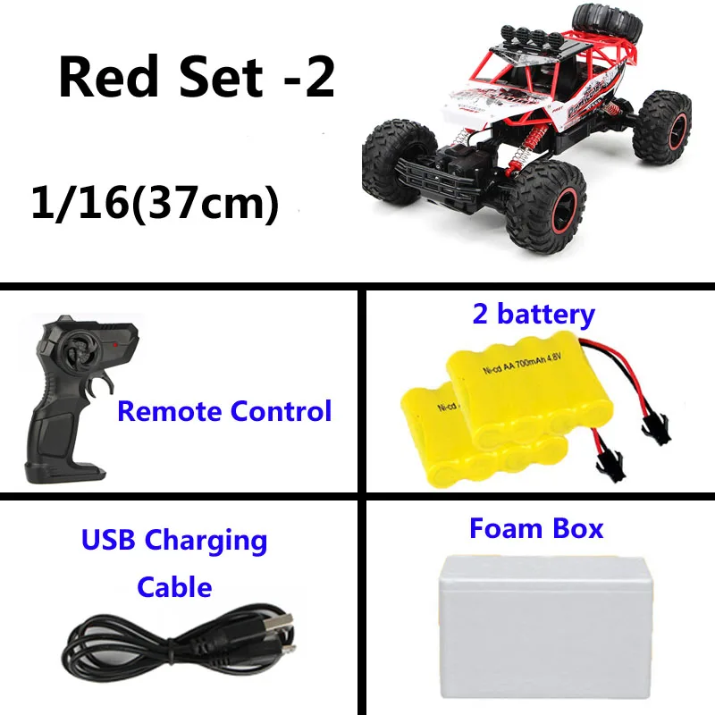 37cm Red(2battery) 1:12 4WD RC автомобили 2,4G радиоуправление 4x4 вождение автомобиля двойной привод двигателей Bigfoot автомобиль высокая скорость внедорожные Грузовики Игрушки для детей - Цвет: 37cm Red(2battery)