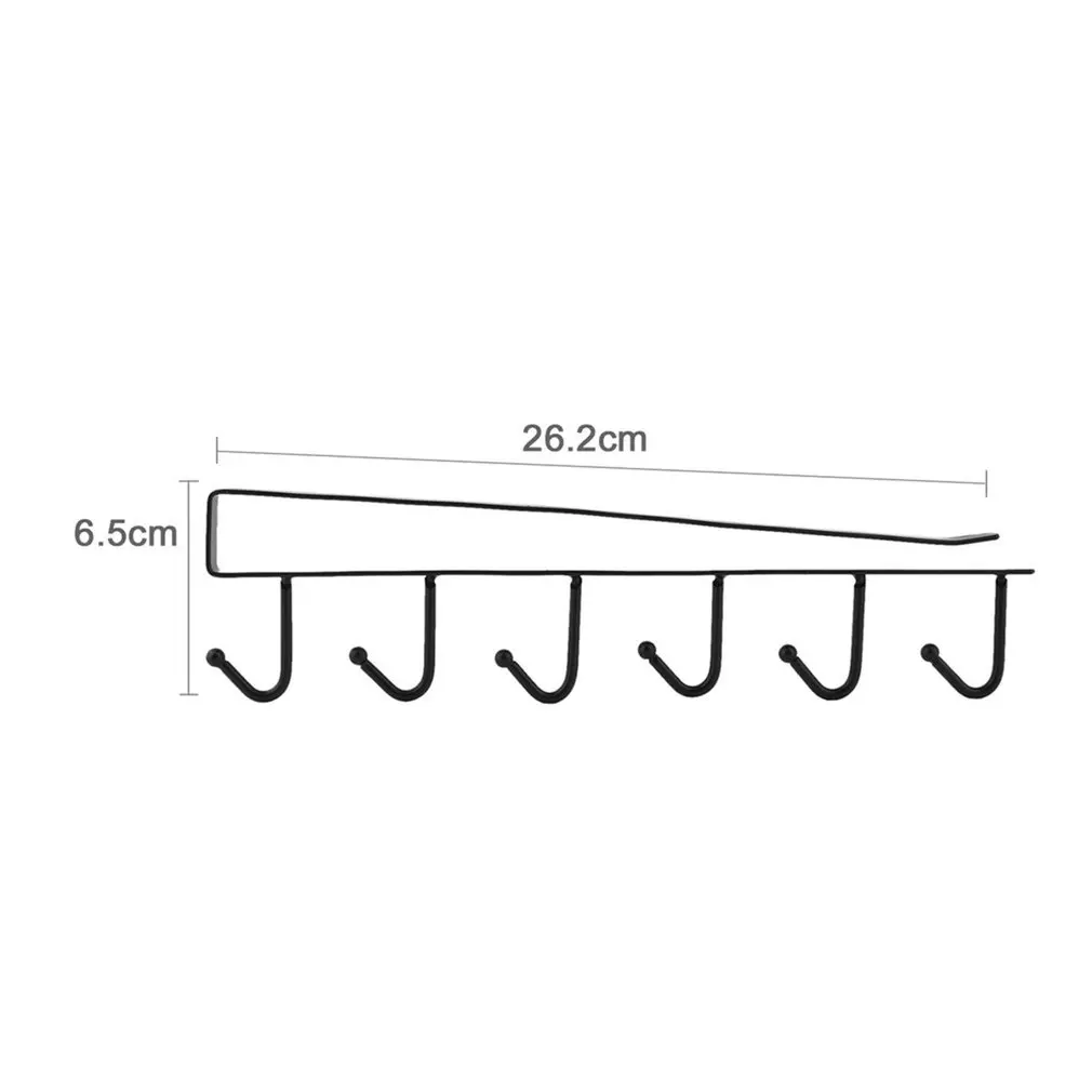 

U Type Design 6 Hook Rack Bathroom Kitchen Organizer Seamless Hanging Multi Hooks Wine Coffee Cup Storage Holder Dishes Racks