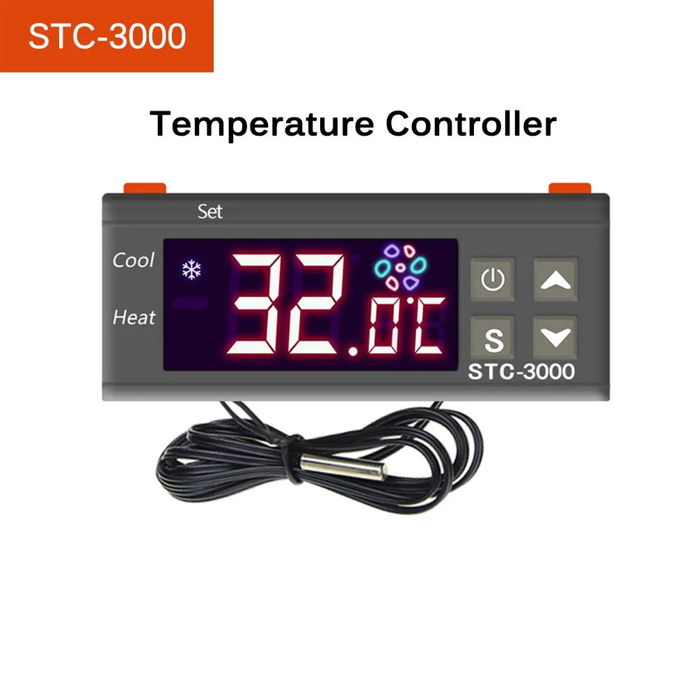 

STC-3000 Thermostat Temp Controller Heating Control Cooling Thermoregulator for Egg Incubator 12V/24V/220V
