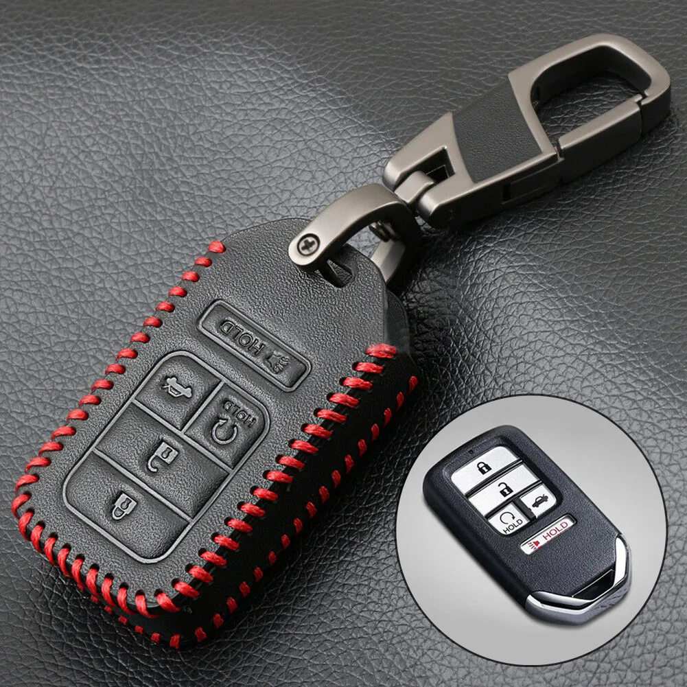 

Polyurethane Leather +Zinc Alloy Key Case For Honda Civic Accord CR-V Pilot Leather Car Remote Key Fob Chain Cover Case