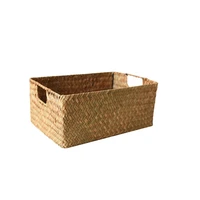 hand woven rectangular rattan wicker storage basket fruit tea snack bread picnic basket cosmetic storage box