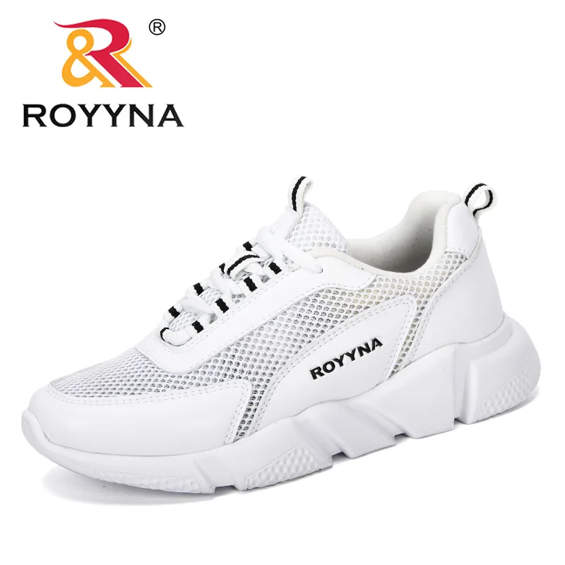 ROYYNA/Новинка года; дизайнерская популярная повседневная женская обувь; женские дышащие кроссовки из сетки на шнуровке; zapatillas mujer; Уличная обувь - Цвет: White