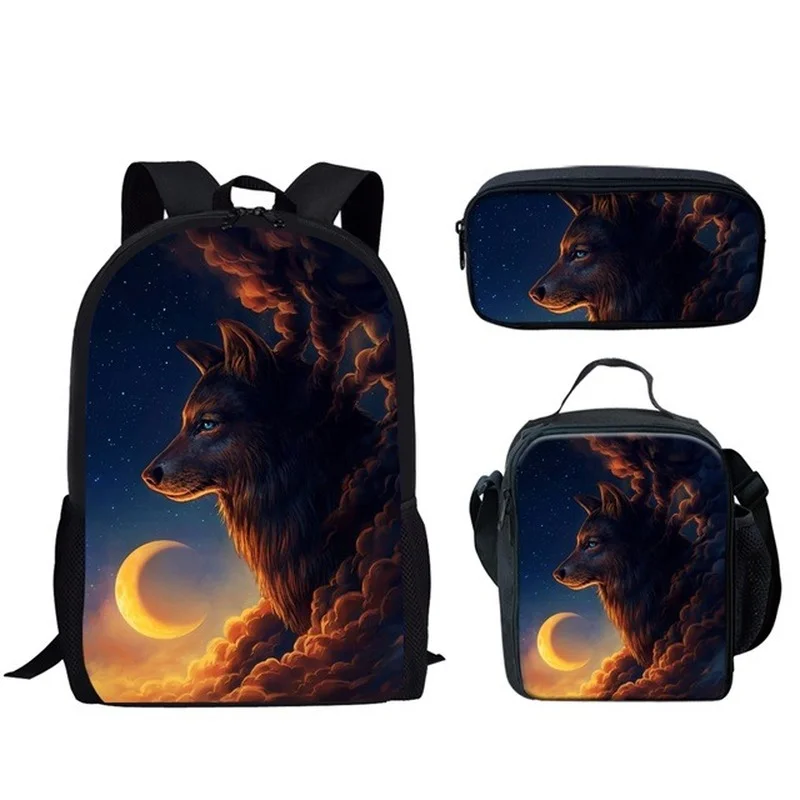 

2021 Hot Cool Animal 3D Wolf School Bag for Teenager Boy Men Casual Backpack Pupil Children Shoulder Bagpack Kid School Bags
