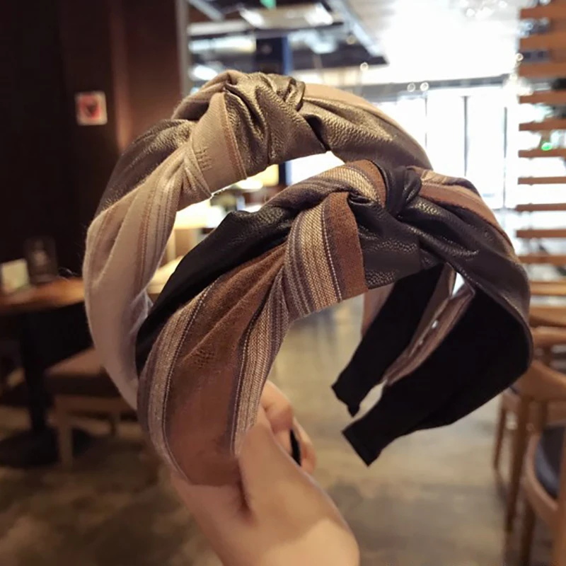 

Q 2022 новая искусственная ободок для волос с узлом ободок полосатый тканевый ободок Женские аксессуары для волос повязка для волос для макияжа