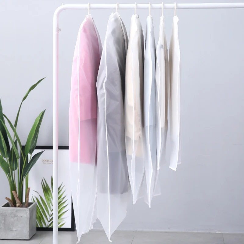 

Waterproof EVA Transparent For Clothes Storage Bag 1PC Zipper Foldable Wardrobe Organizer Dust Bags Dust Proof Hanging Bags