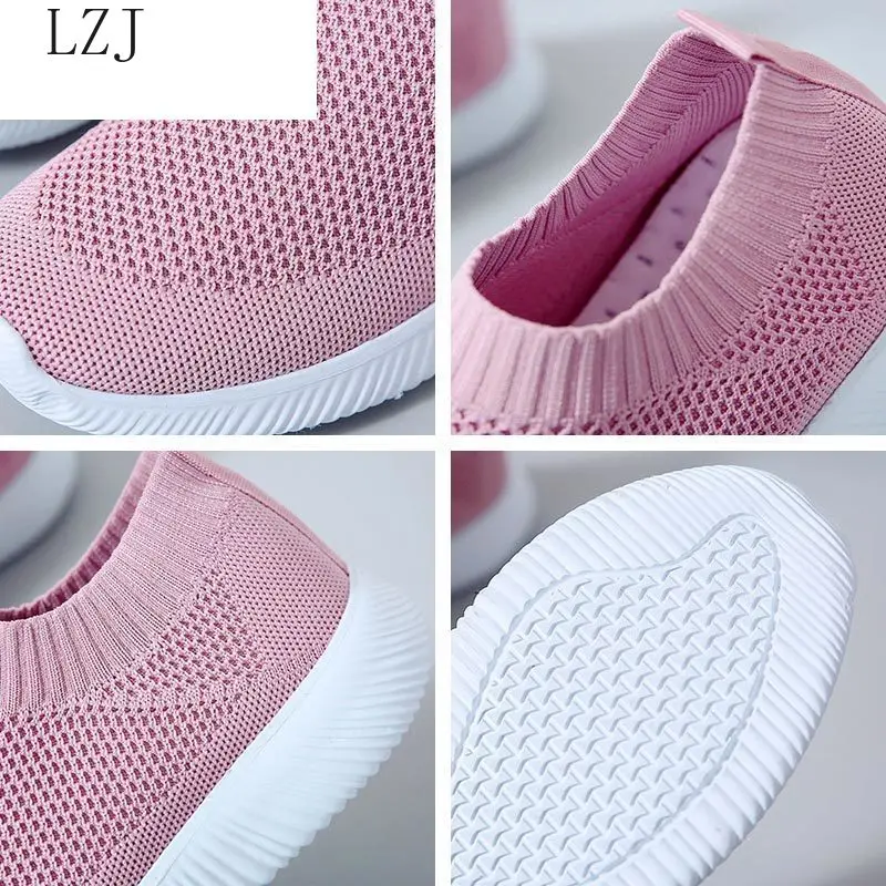 

Women shoes 2019 knitted slip on female flat shoes tenis feminino casual mesh walking footwear sneakers women vulcanize shoes