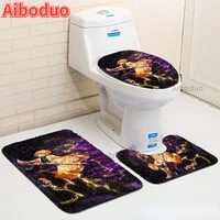 modern toilet seat 3 piece set anime demon killer figure 3d bathroom set bathroom accessories non slip room floor absorbent mats
