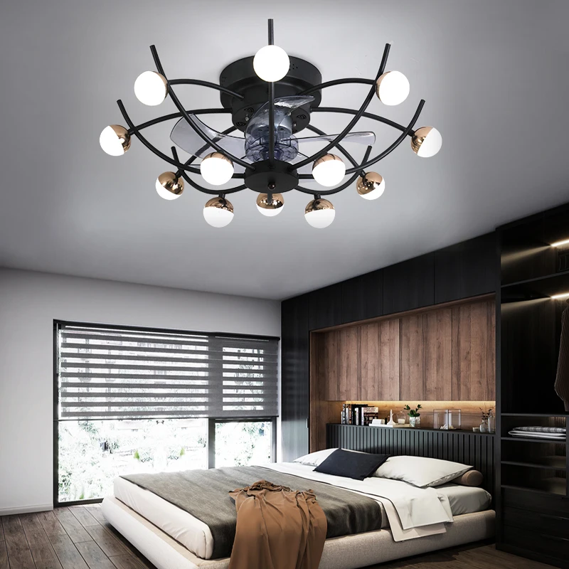 

Creative modern 25 inch ceiling fan bedroom living room lamp with remote control ceiling fan lamp decoration