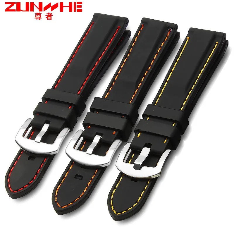 Силиконовый ремешок с пряжкой водонепроницаемые 22 мм резиновый для часов citizen seiko