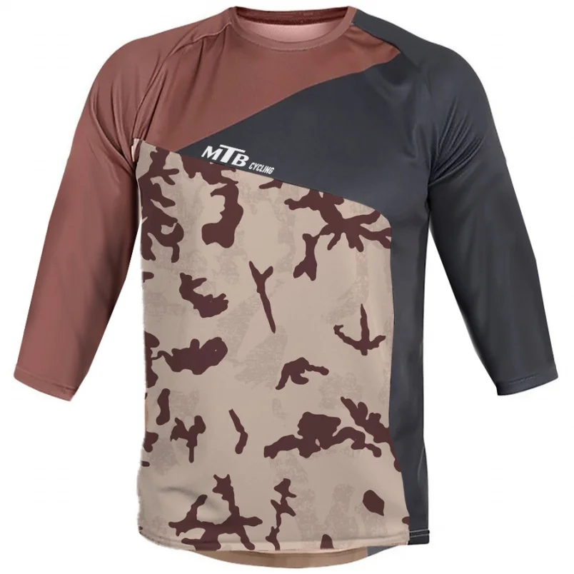 

outdoors MTB 3/4 sleeves Cycling Jersey Anti-sweat breathability T-Shirt Motorcycle Bicycle wear Mountain Ride Downhill Bike Top