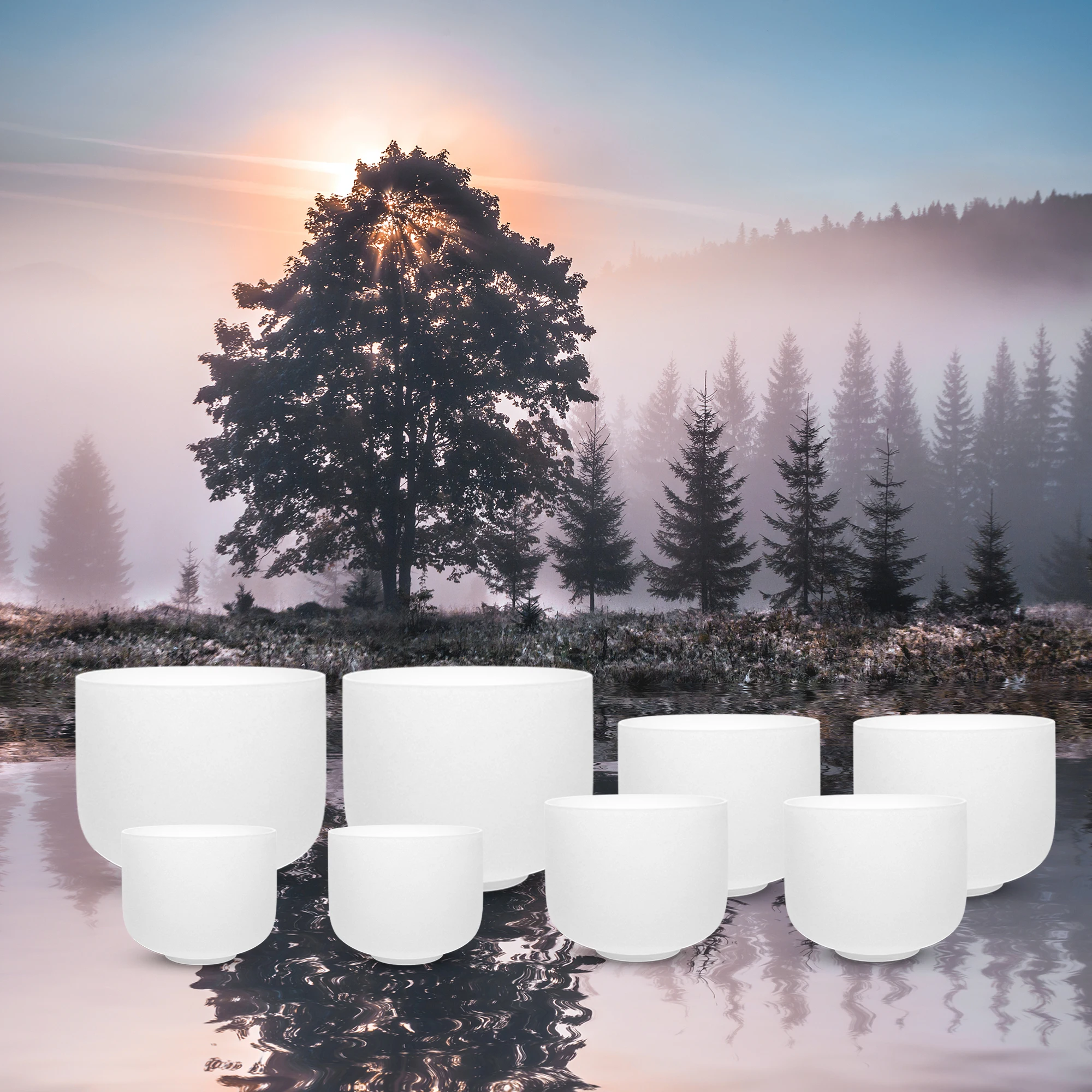 Набор чакр из 8 предметов 6-12 дюймов матовый кварц |