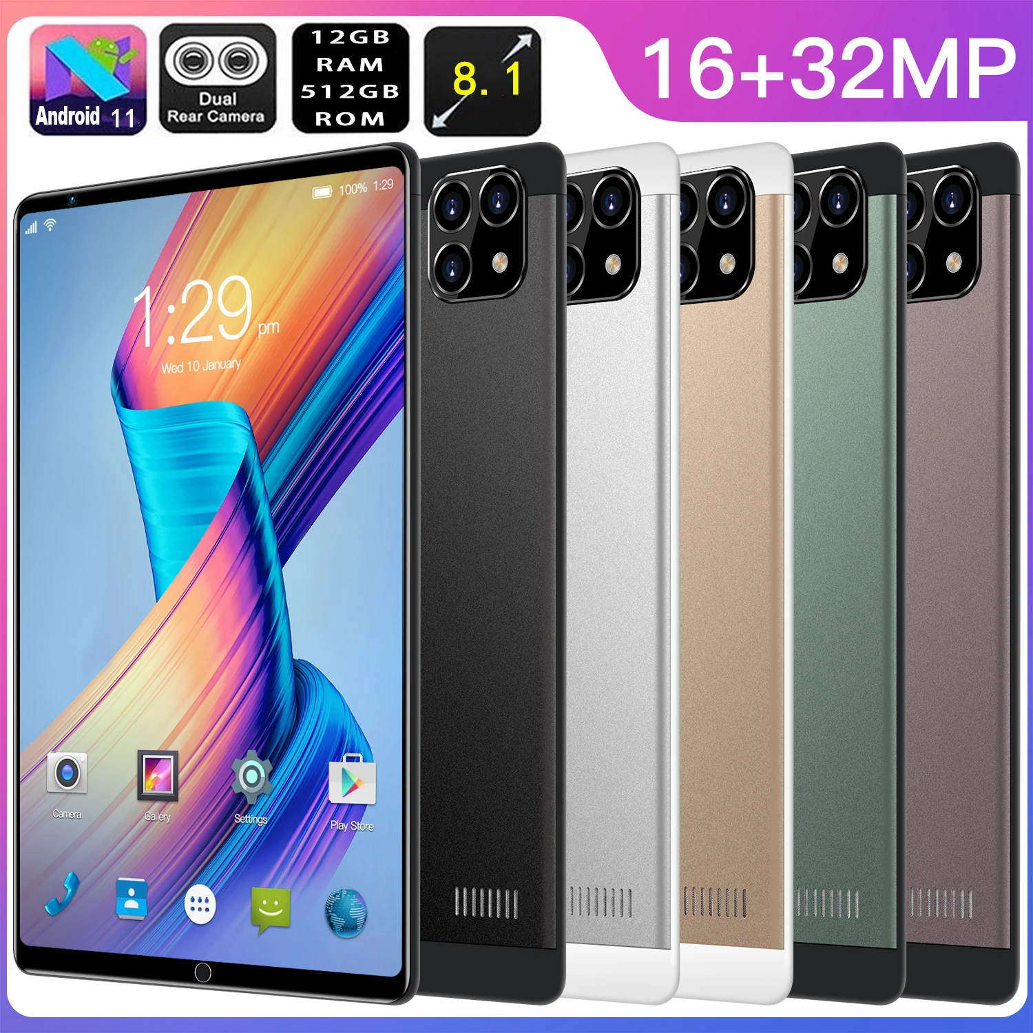 

8.1 inch tablet,equipped with Android 9.0,octa-core processor,Google Play,GPS and WIFI phone,8 inch tempered glass,brand new