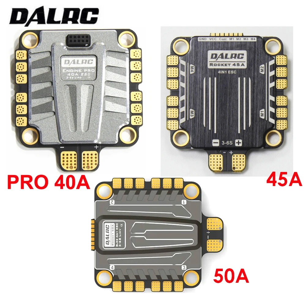 

DALRC 4 in 1 ESC 40A 45A 50A Brushless 3-6S Blheli_32 LIHV DSHOT200 Ready for FPV Racg Compatiable w/ F05 F722 FC