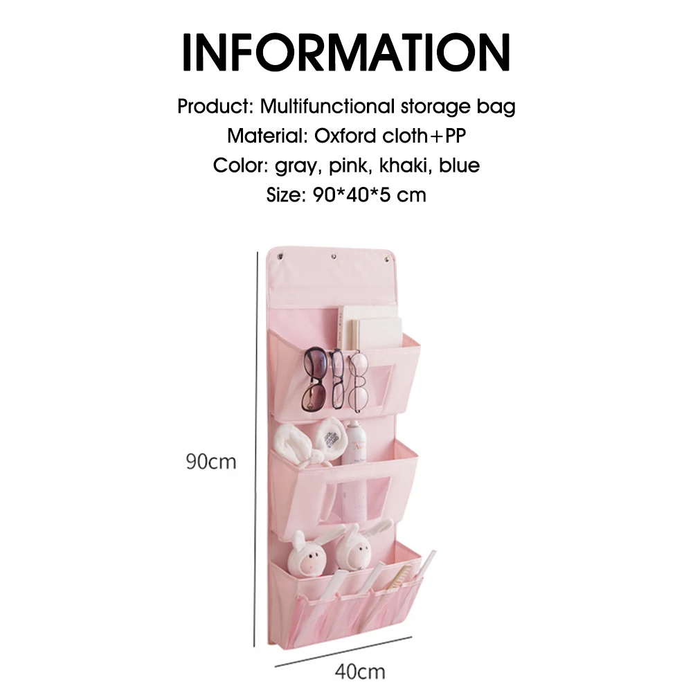 

Wall Mounted Wardrobe Organizer Hanging Storage Bag Over the Door Washable Oxford Fabric Cosmetics Organizer for Bathroom