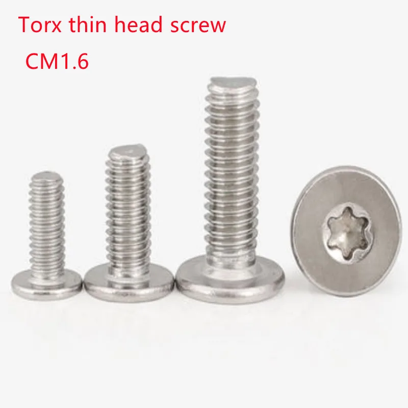 

50pcs torx thin head screw CM M1.6*3/4/5/6/8/10/12 304 A2 Stainless Steel Torx Six-Lobe Ultra Thin Flat Wafer Head Screw Bolt