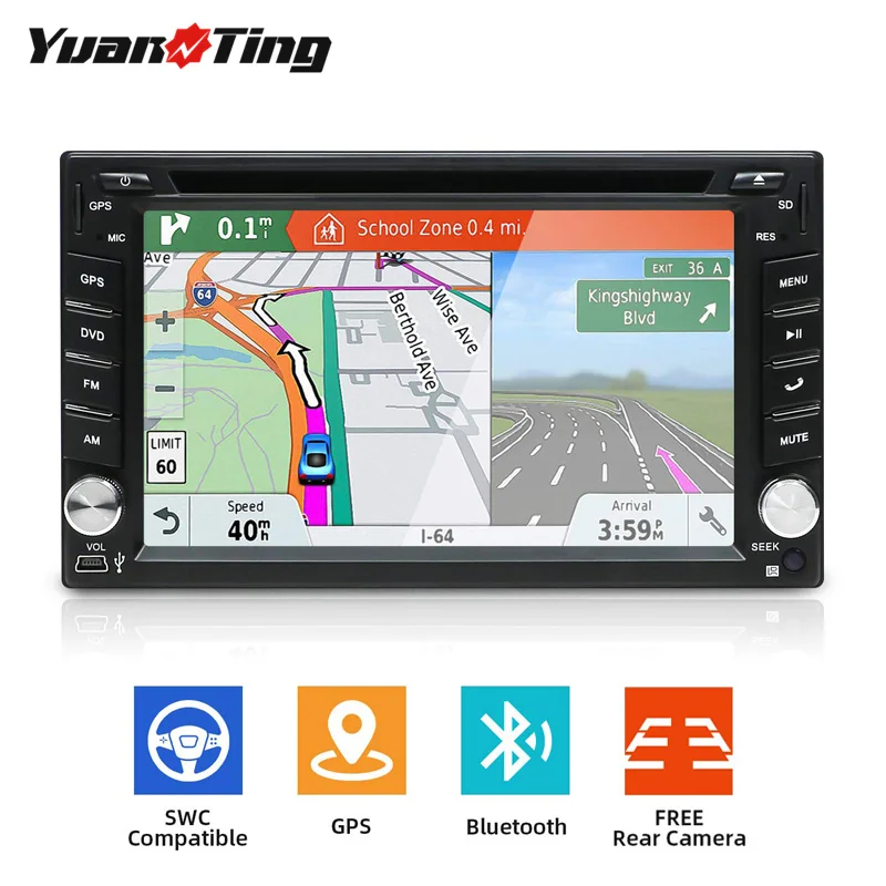 YuanTing Double Din Wince 8 0 автомобильный навигационный стерео 6 2 дюймовый мультимедийный