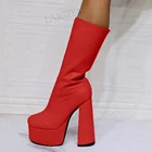 Женские высокие ботинки с молнией сбоку SEIIHEM, ботинки ручной работы на массивном высоком каблуке, большие размеры 39 42 44 47