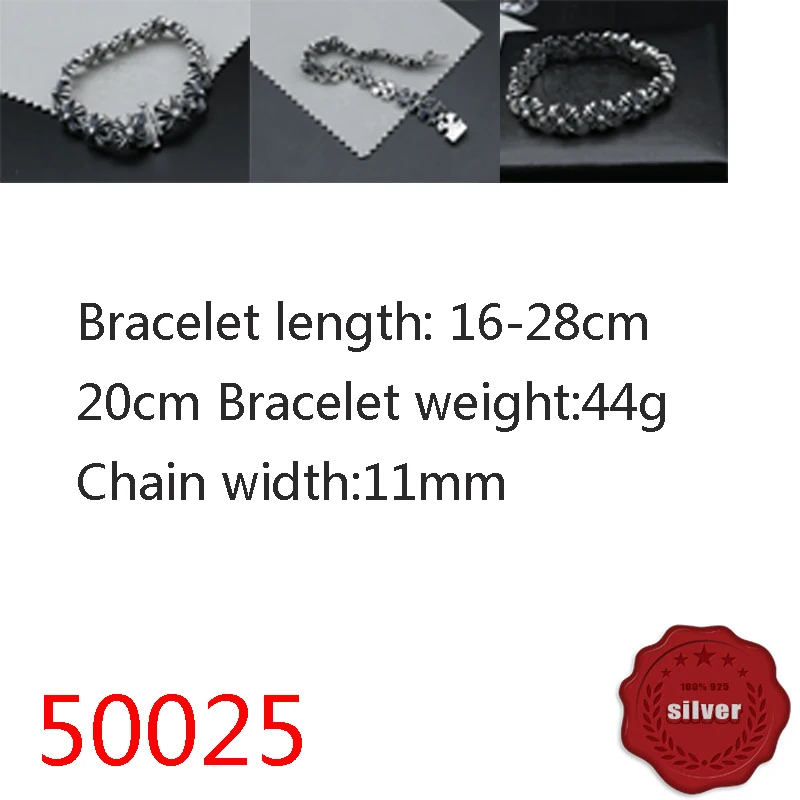 

50025 S925 sterling silver bracelet personality cross flower letters around simple punk retro fashion accessories jewelry