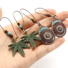 1 пара в богемном стиле, в виде капель в винтажном стиле, состоящий из сережек и круглого капли воды античная медь бронза аксессуары для женщин серьги ювелирные украшения в подарок