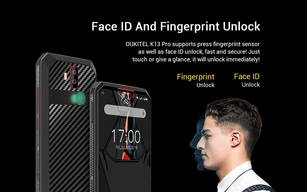 Аккумулятор 11000 мАч, OUKITEL K13 Pro, 4G, 6,41 дюйма, мобильный телефон, Android 9,0, четыре ядра, 4 Гб ram, 64 ГБ rom, 16 МП, задняя камера, смартфон