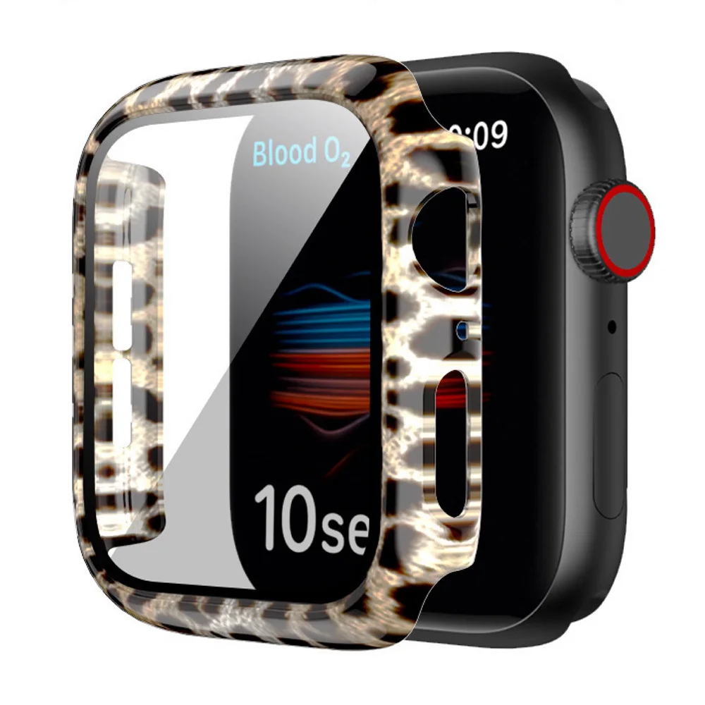 Hard Leopard Protective Case for Apple Watch 44mm 40mm 42mm 38mm Full Cover Ultra-Thin Screen Protector iWatch Series SE 6 5 4 3