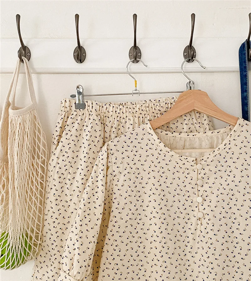 

Marple 2021 summer Korean version of cherry cotton pajamas women skin-friendly cotton yarn home service pajamas suit female