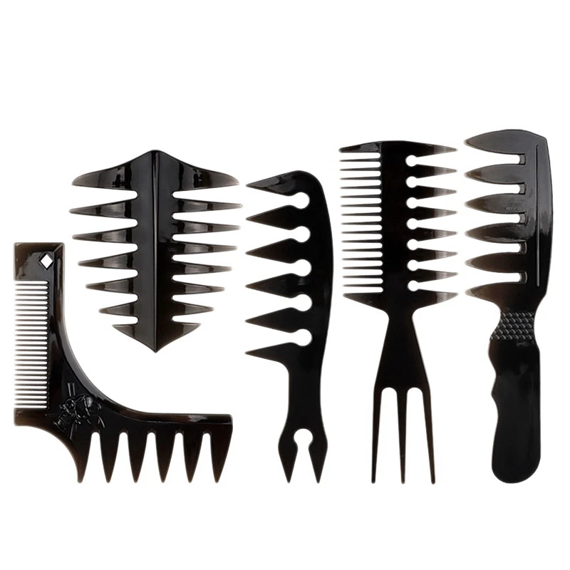 

5PCS Retro Oil Head Comb Wide Tooth Hair Brush Comb Professional Hair Dyeing Comb Men's Styling Tools