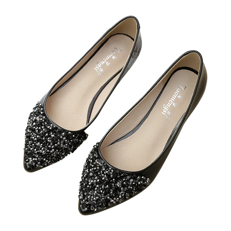 

Glitte Ballerinas For Women Pointed Toe Flats Creepers Ladies Loafers Black Shoes For Women Tenis Feminino Casual Shoe AD-13