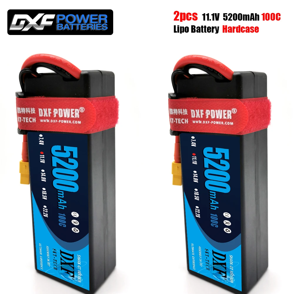

2pcs DXF 3S 11.1V 5200mah 100C MAX200C Lipo Battery Hardcase 1/10 1/8 Scale For TRXXX Slash 4x4 RC Car Hard Case