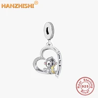 925 sterling silver monkey heart dangle charms beads fit original brand bracelet necklace jewelry gift for girlfriend wife