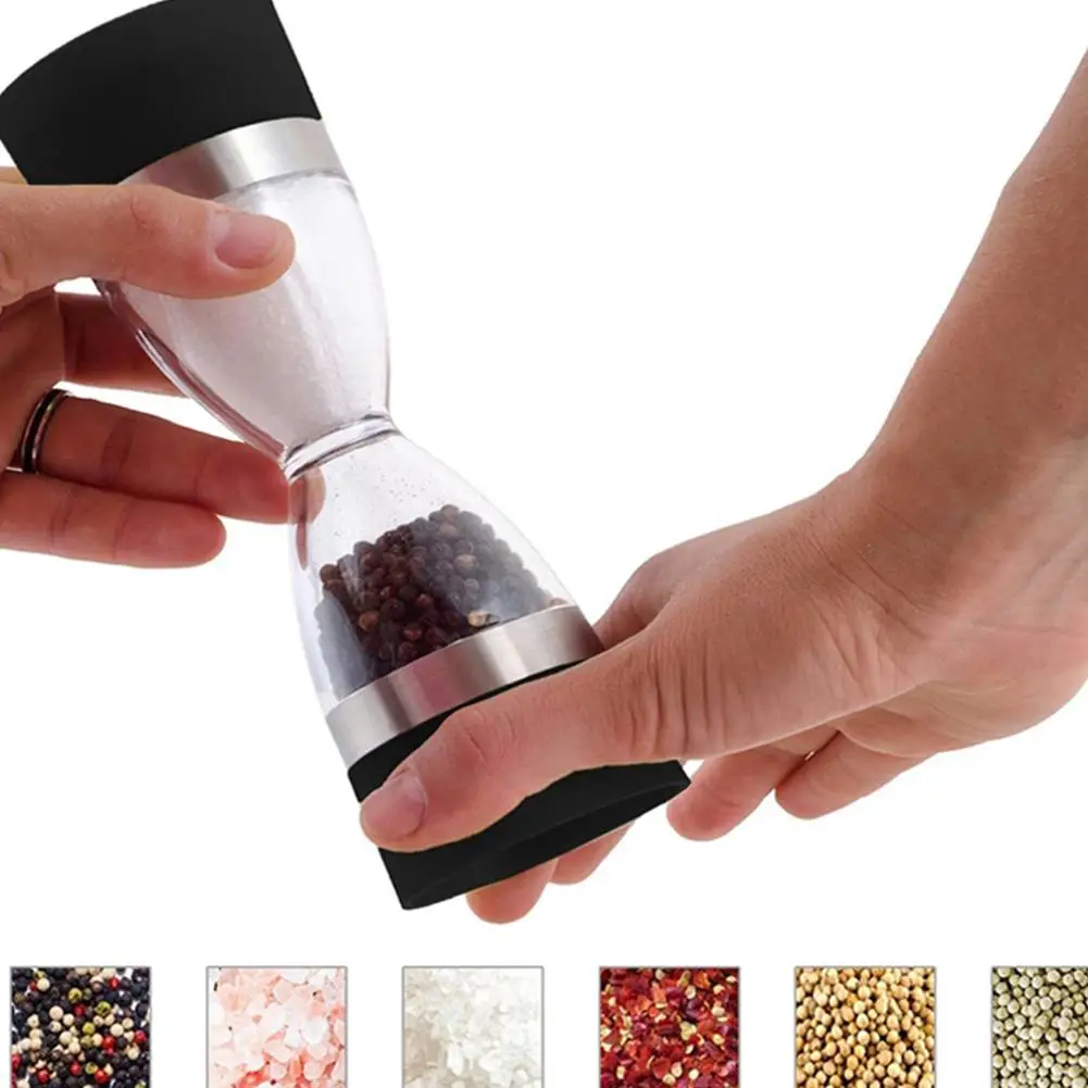 2 in 1 Dual Salt Pepper Mill Sesame Spice Grinder Shaker Kitchen Cooking Tool Ceramic Acrylic Easy Clean Multi-purpose Portable | Дом и сад