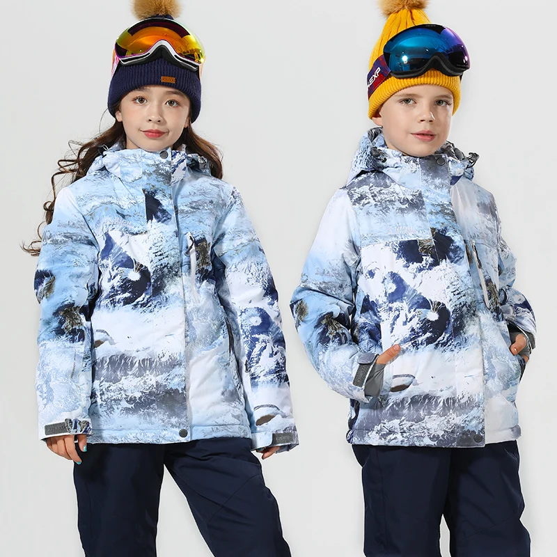 Jacket 1 Лыжные костюмы, детская зимняя куртка для сноуборда, ropa esqui, детская Лыжная одежда, зимние штаны для мальчиков и девочек, теплая водонепроницаемая одежда - Цвет: Jacket 1